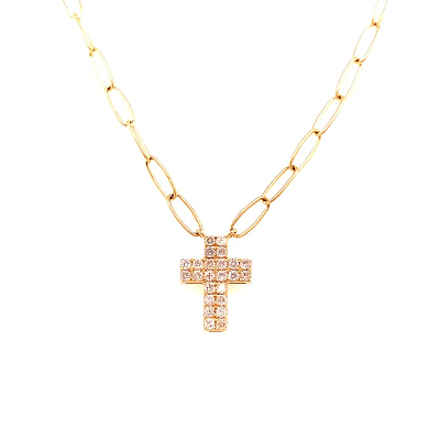 Gold Pave Diamond Cross Pendant