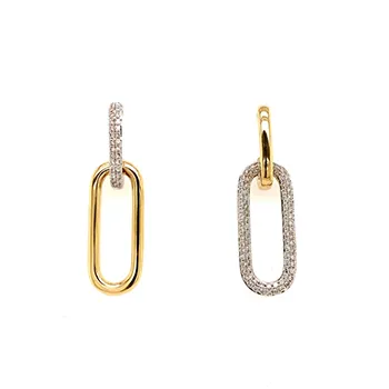 Stylish Pave Diamond Paper Clip Earrings