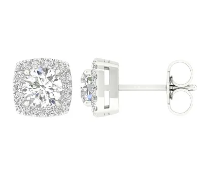 Brilliant Lab Grown Diamond Cushion Halo Earrings