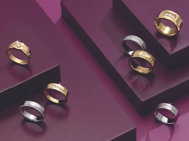 His and Hers Matching Wedding Bands Set