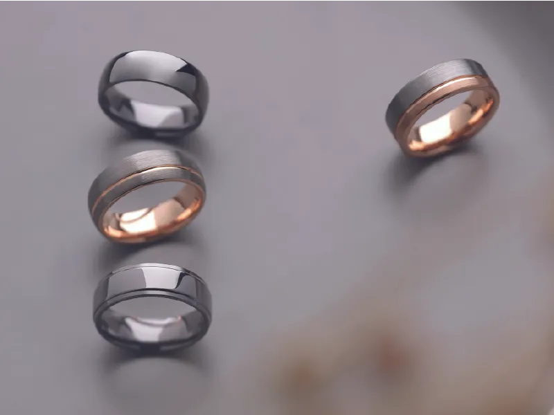 His & Hers Matching Metals Wedding Bands