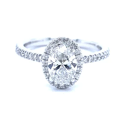 Stunning Lab Grown Oval Diamond Halo Engagement Ring in Radiance
