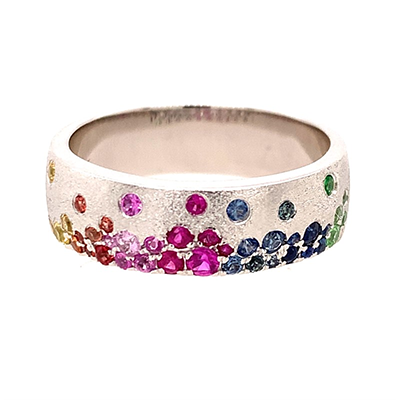 Vibrant band rings with colorful gemstones