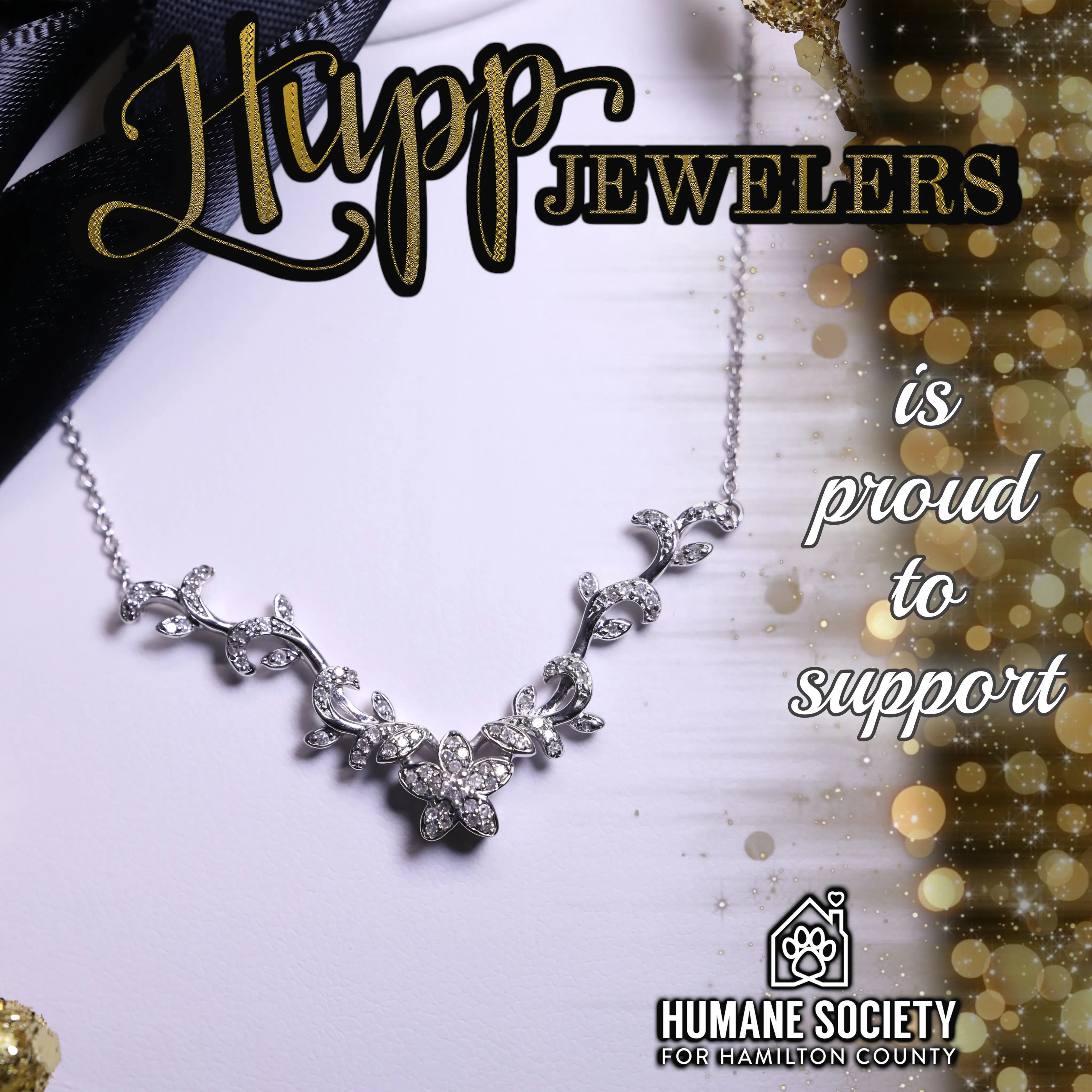 Hupp Jewelers necklace with colorful gems, supporting P.A.W.S. Click to learn more about the auction.