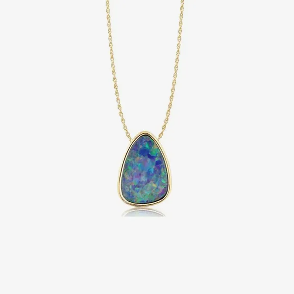 Teardrop opal pendant necklace in gold setting, available at J. Anthony Jewelers. Shop pendants & necklaces.
