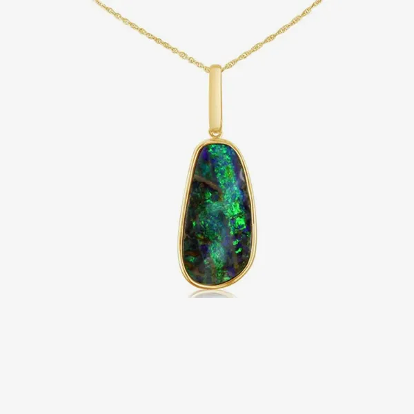 Teardrop opal pendant necklace in gold setting, available at J. Anthony Jewelers.