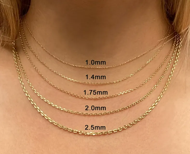 <1.1mm A delicate pendant chain width, recommended for  light weight pendants or worn on their own Jaymark Jewelers Cold Spring, NY
