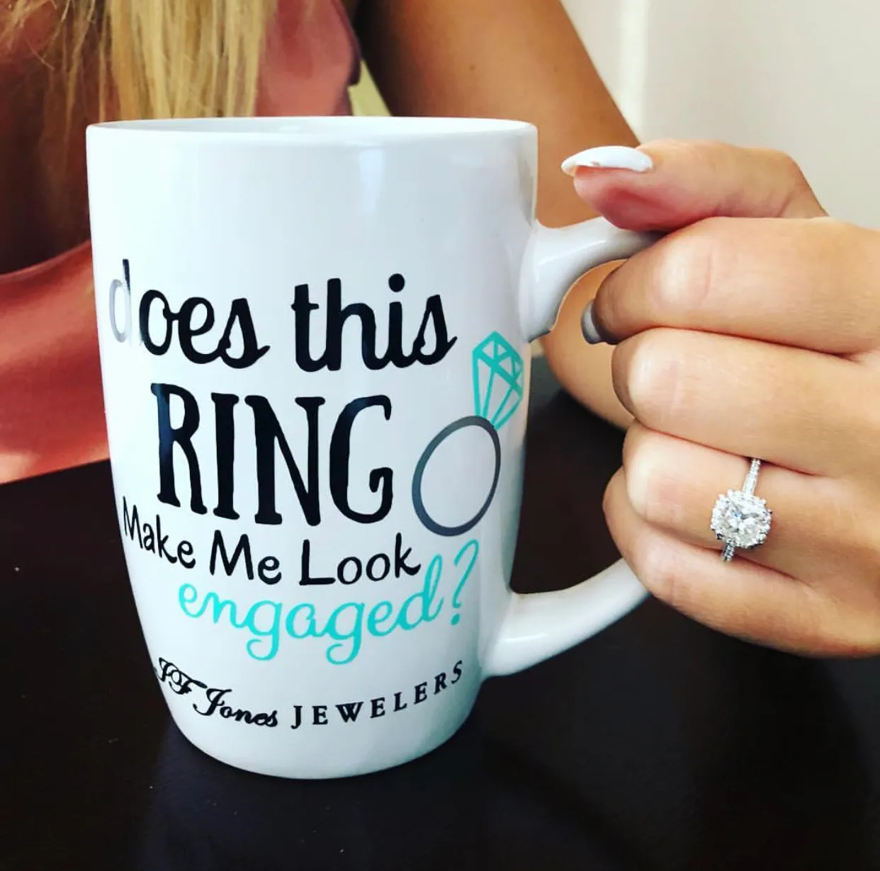 Signature Mug A fun way to announce to family and friend by posting your ring on social or in a snap. JF Jones Jewelers Webster, NY