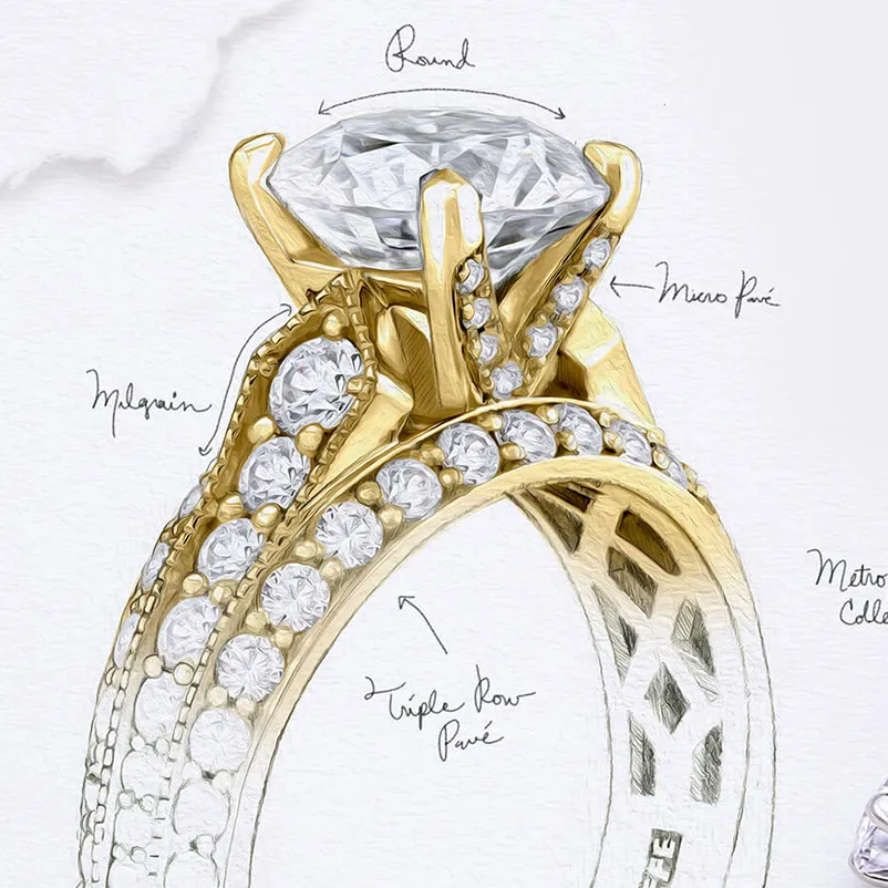 Step 1: Ideas & Inspiration Our custom jewelry design process begins with a sketch. Our expert jewelers will work with you to cr