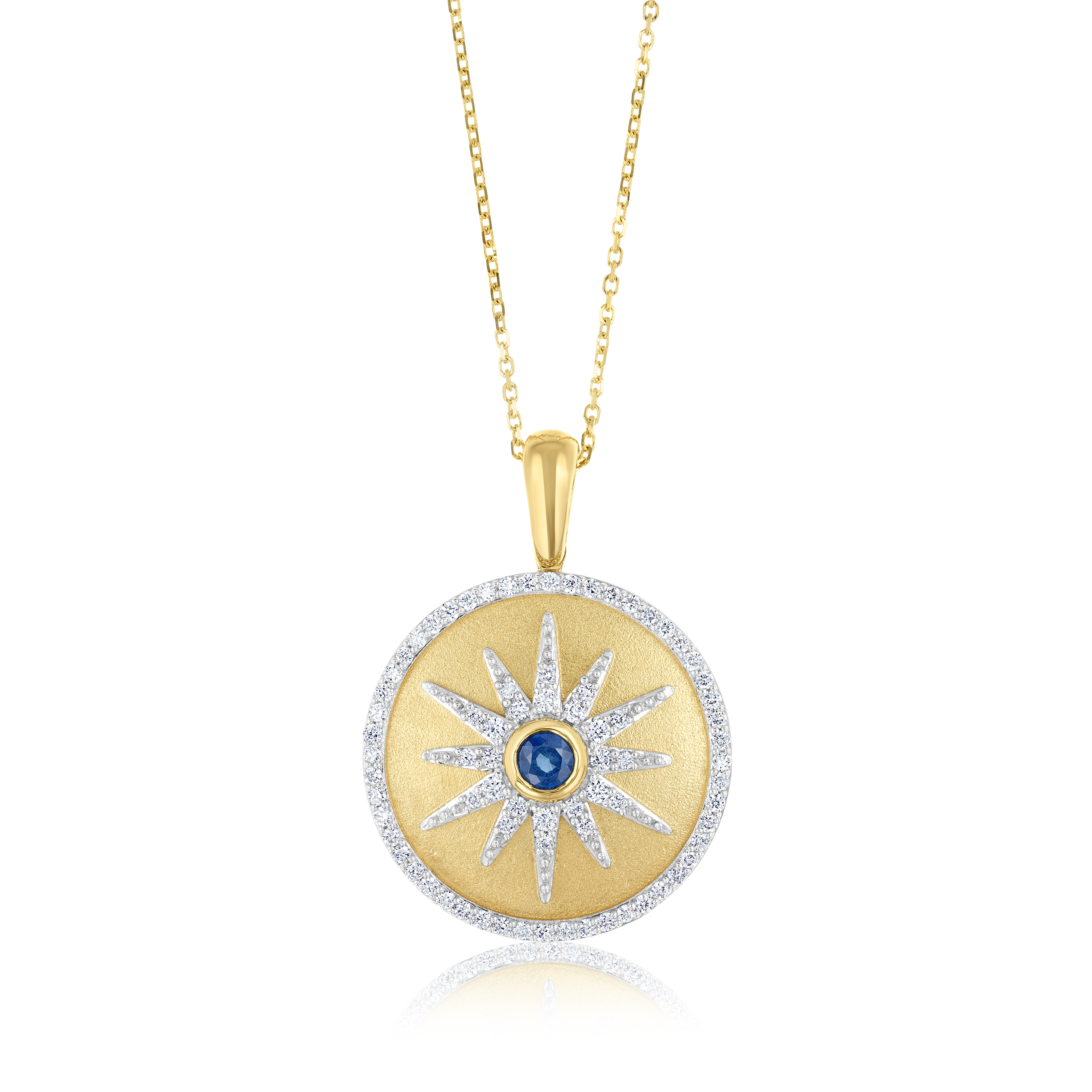 Starburst Compass Pendant with Blue Sapphire