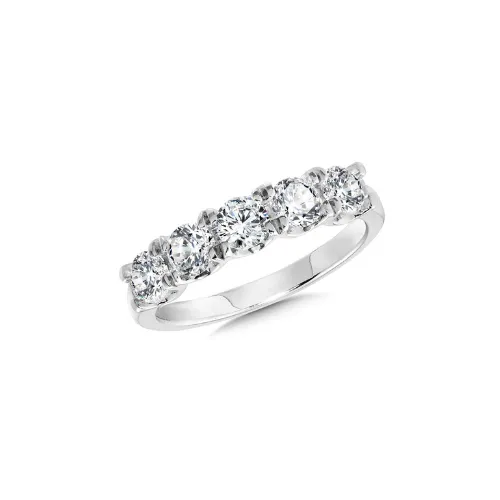 Classic five-stone prong-set diamond band wedding band