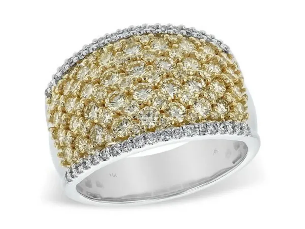 Two tone yellow diamond pav&eacute; cocktail ring