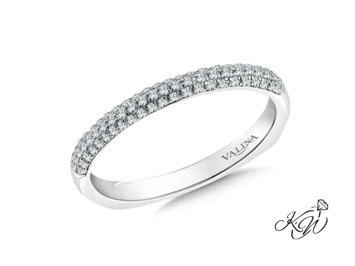 Valina white gold wedding band with pavé diamonds