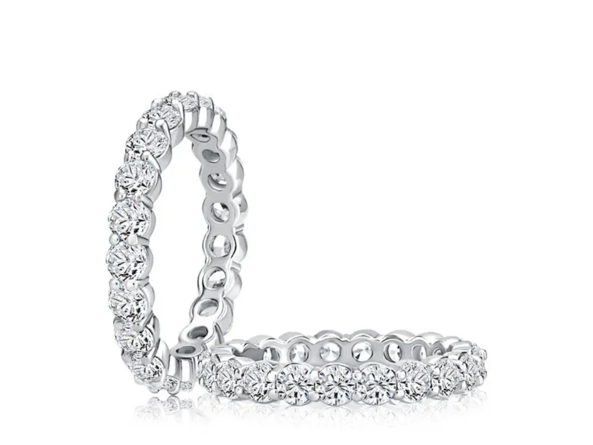 White Gold Round Diamond Eternity Wedding Bands