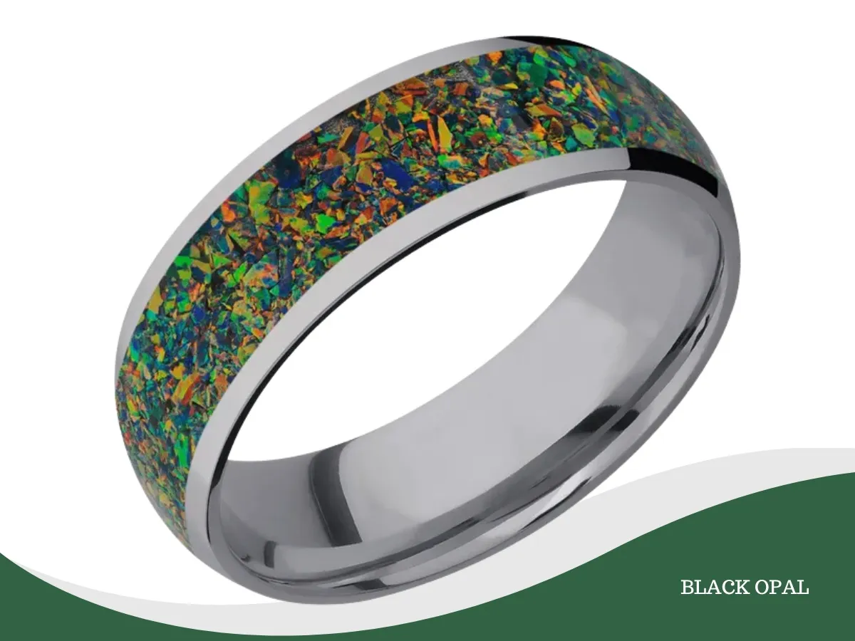 Silver band with black opal inlay