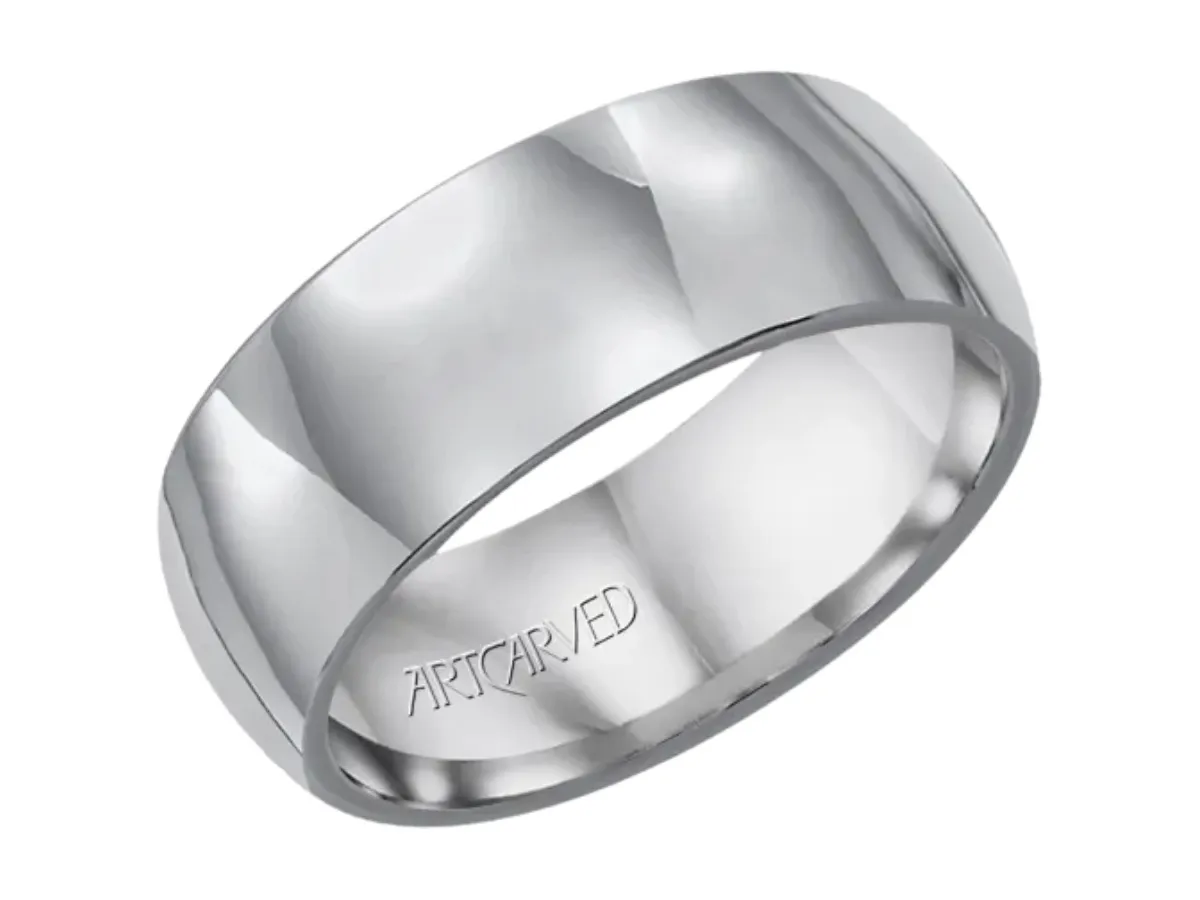 Polished tungsten carbide wedding band