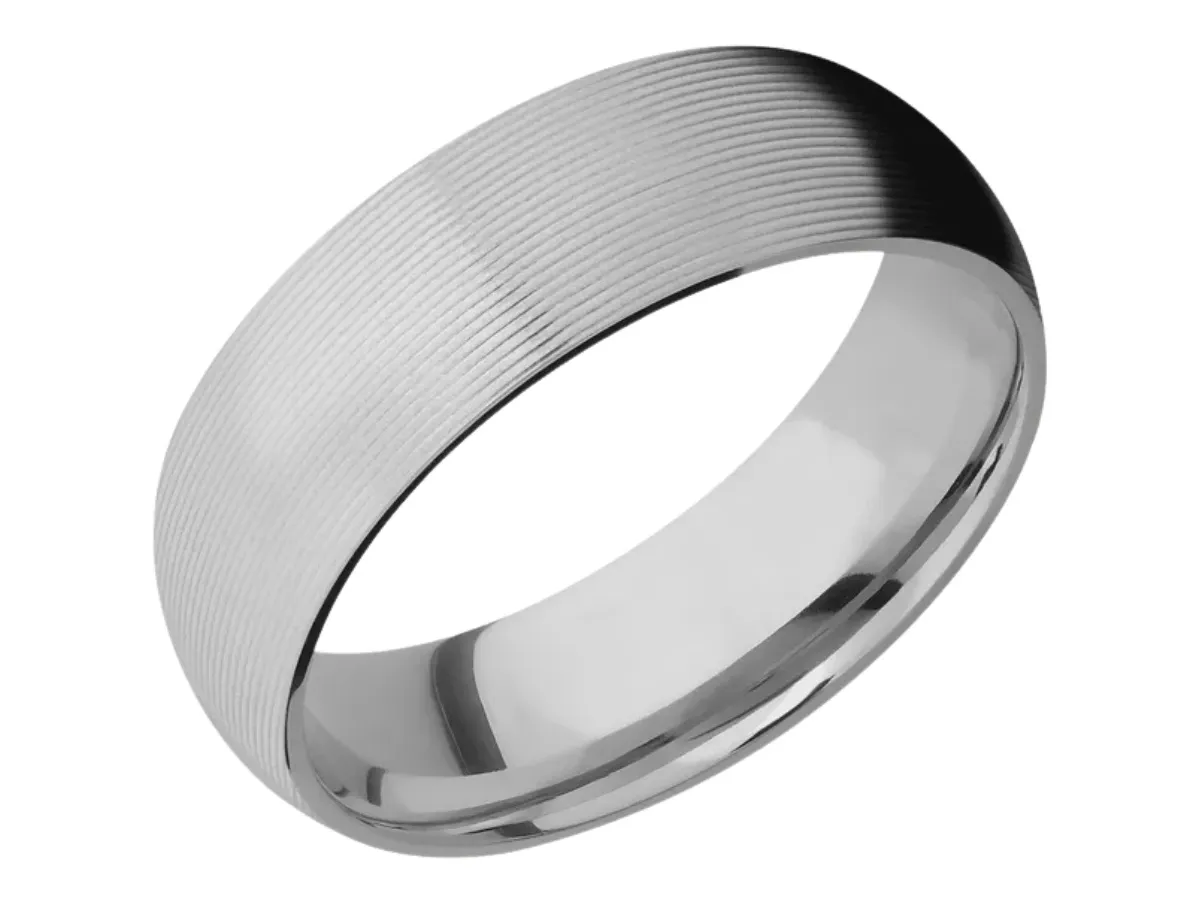 Textured titanium wedding band ring