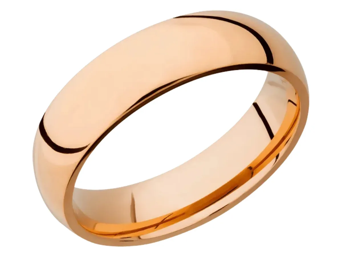Classic rose gold domed wedding band