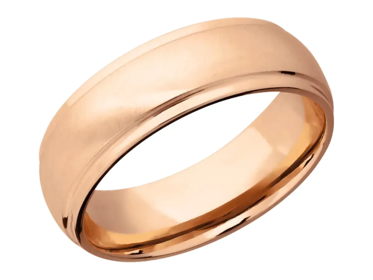 Brushed rose gold wedding band