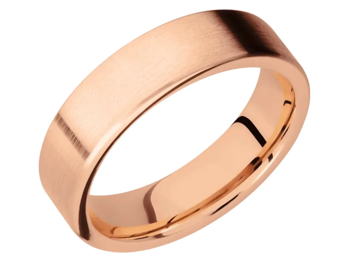Polished rose gold minimalist wedding band