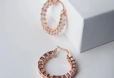 Rose gold diamond hoop earrings design