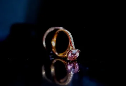 Rose gold pink gemstone ring
