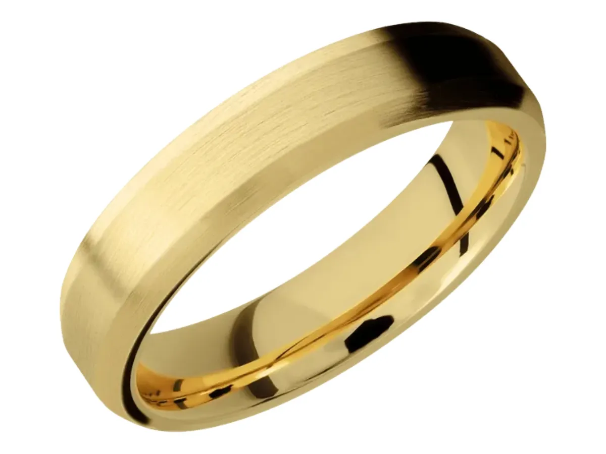 Yellow gold brushed finish wedding band