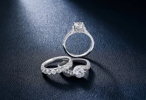 Diamond engagement ring set trio