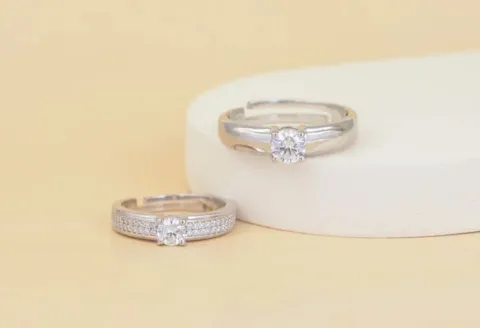 Silver engagement rings with diamond settings