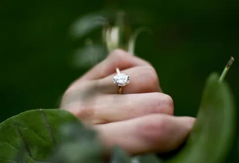 Engagement ring for proposal worn by a woman