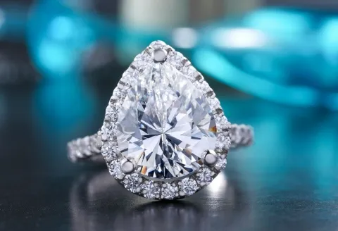 Elegant engagement ring with a diamond center