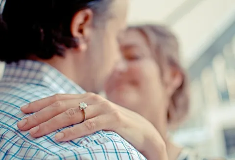 Engagement ring and proposal moment captured