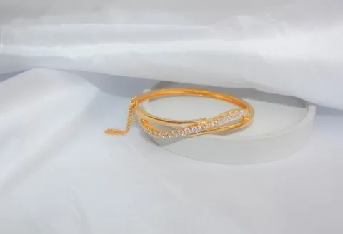 Gold Bangle Bracelet with Diamonds