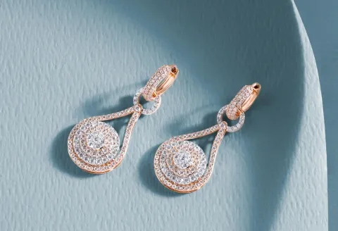 Close-up view of diamond earrings for women