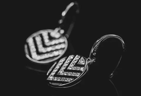 Close-up of elegant diamond earrings