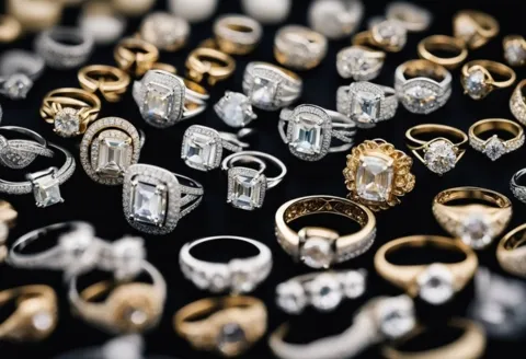 Assorted gold and silver diamond engagement rings
