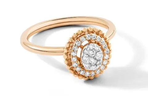Rose gold diamond halo engagement ring