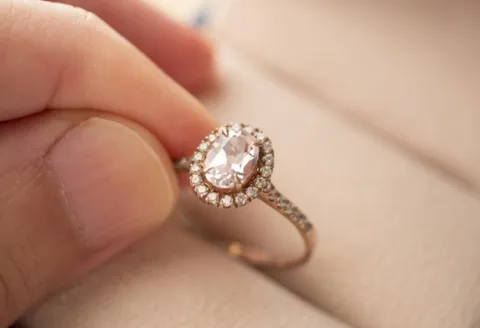 Rose gold oval engagement ring