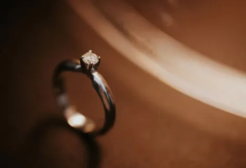 Solitaire diamond engagement ring close-up
