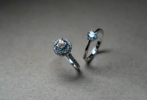 Silver engagement rings with sparkling gemstones