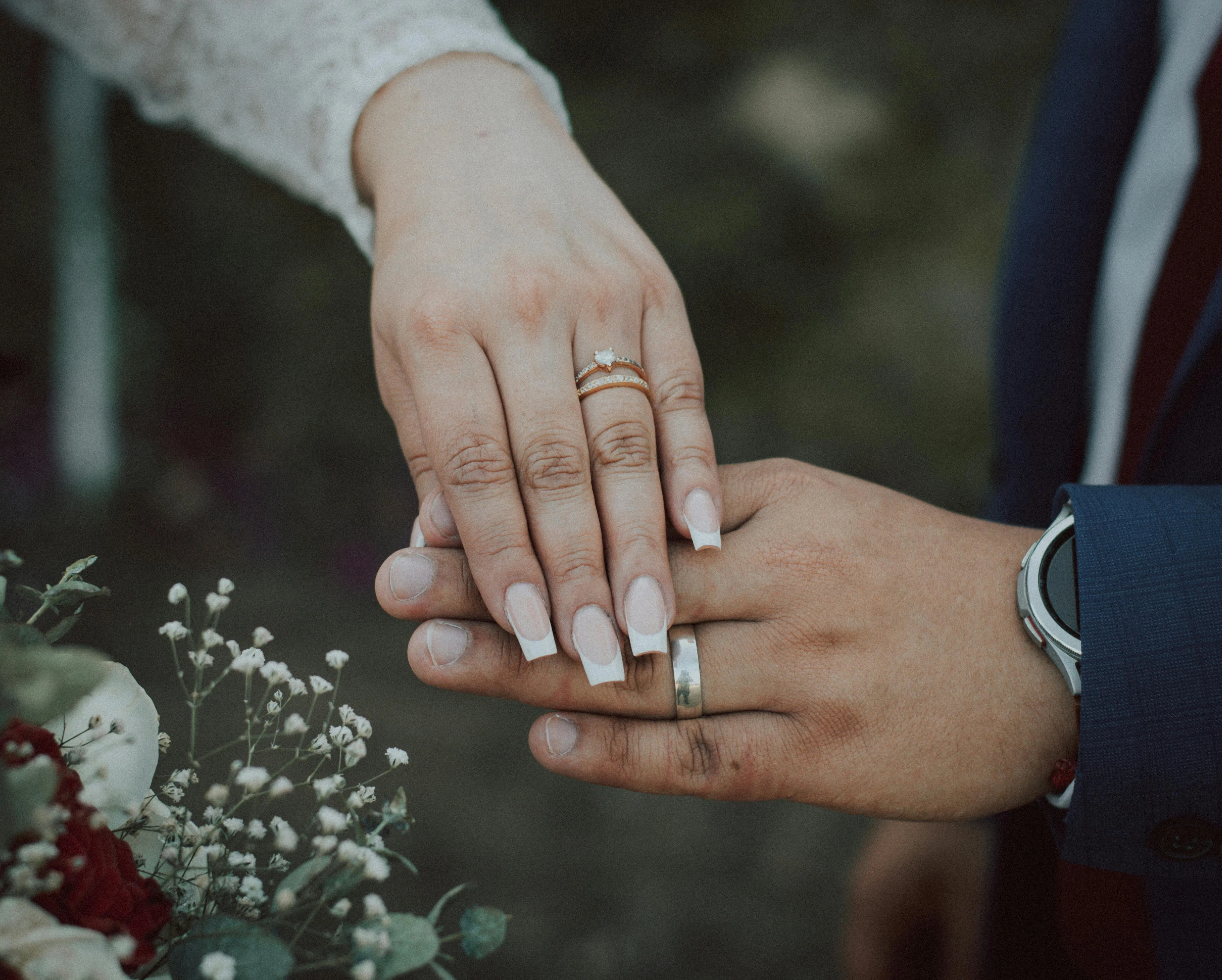 Wedding band compliments the engagement ring
