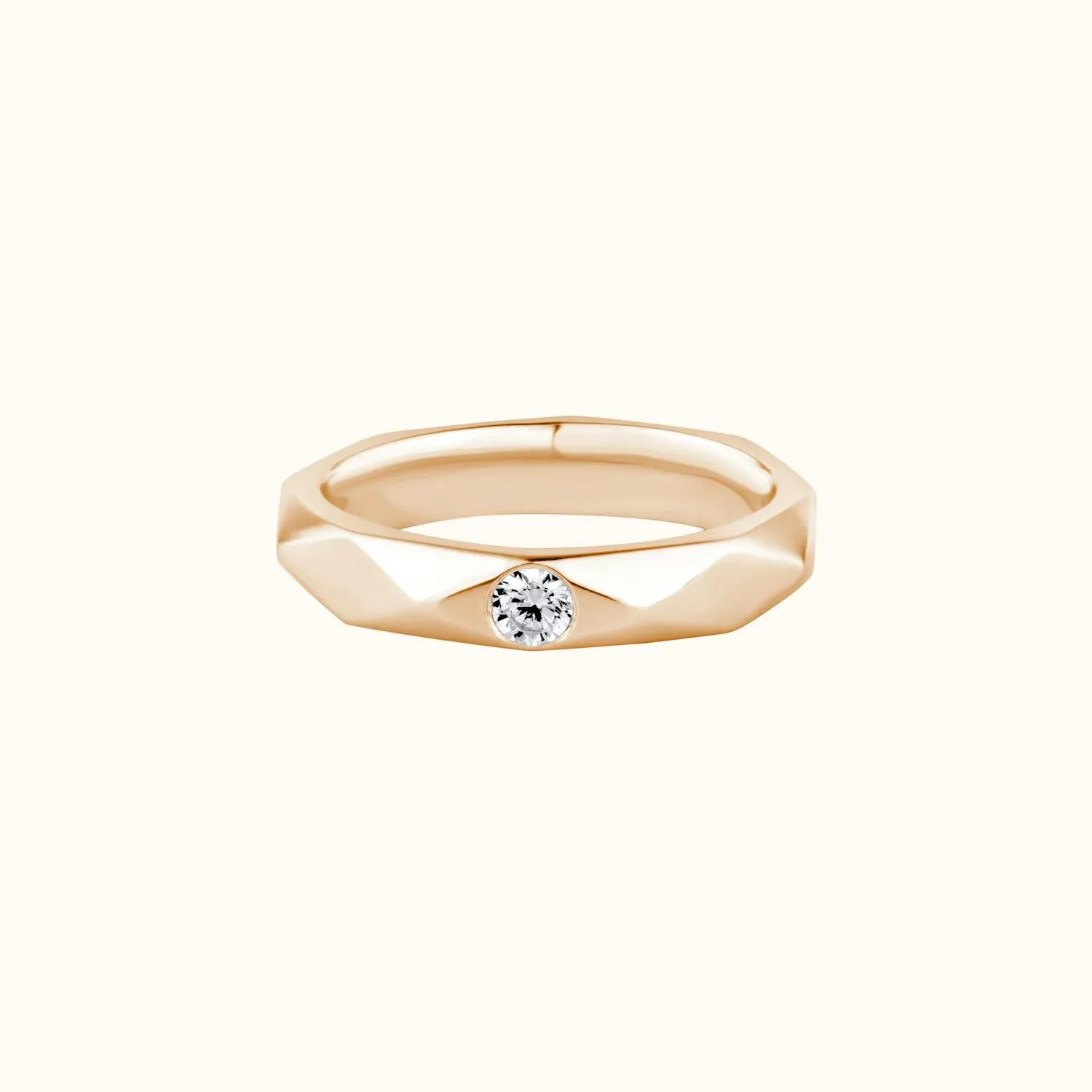Modern custom engagement ring with geometric design