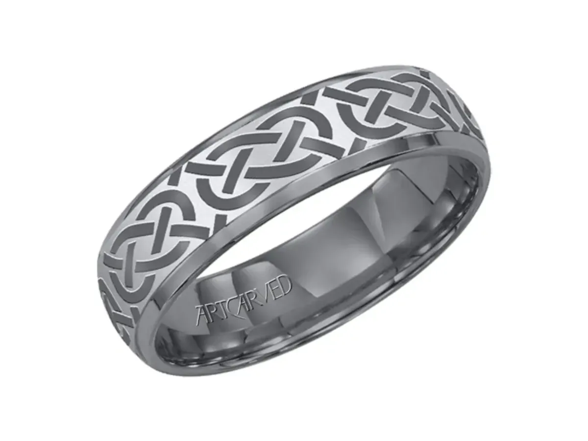 Celtic Knot Tungsten Wedding Band with Pattern