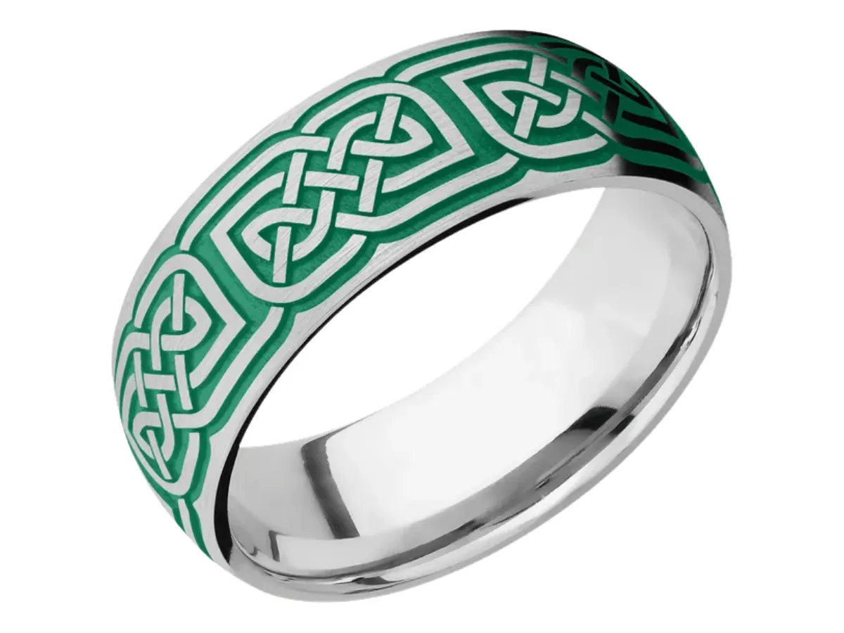 Green Celtic Knot Tungsten Wedding Ring Style