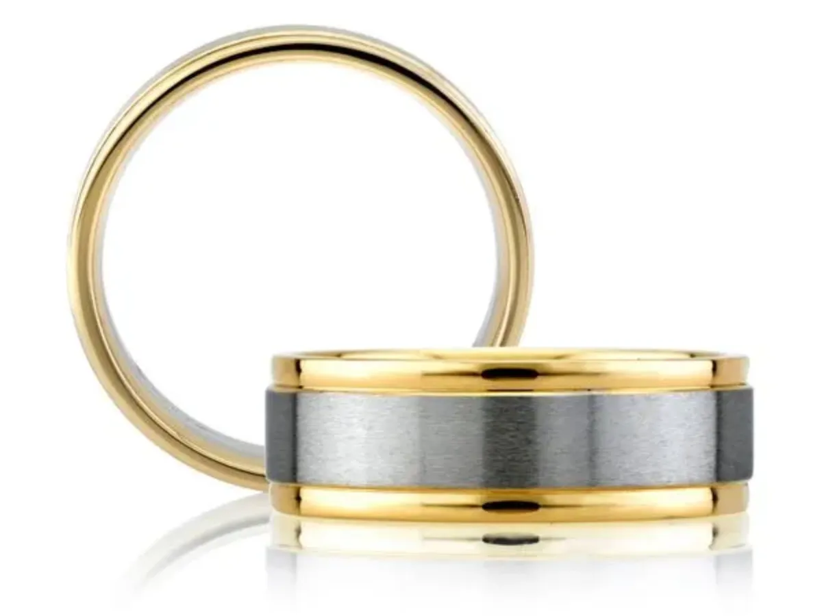 Classic Yellow Gold and Silver Wedding Ring Set