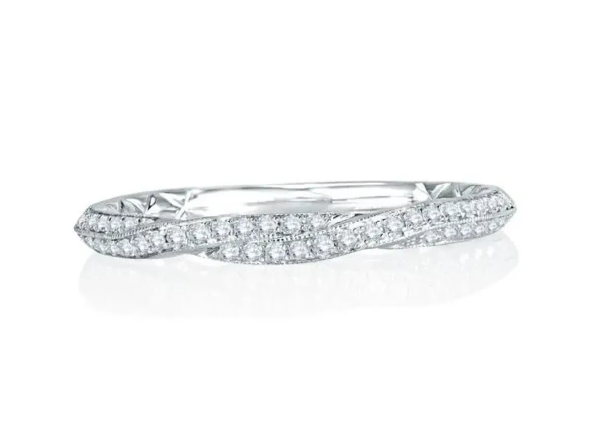 Twisted Diamond Wedding Band in White Gold Setting