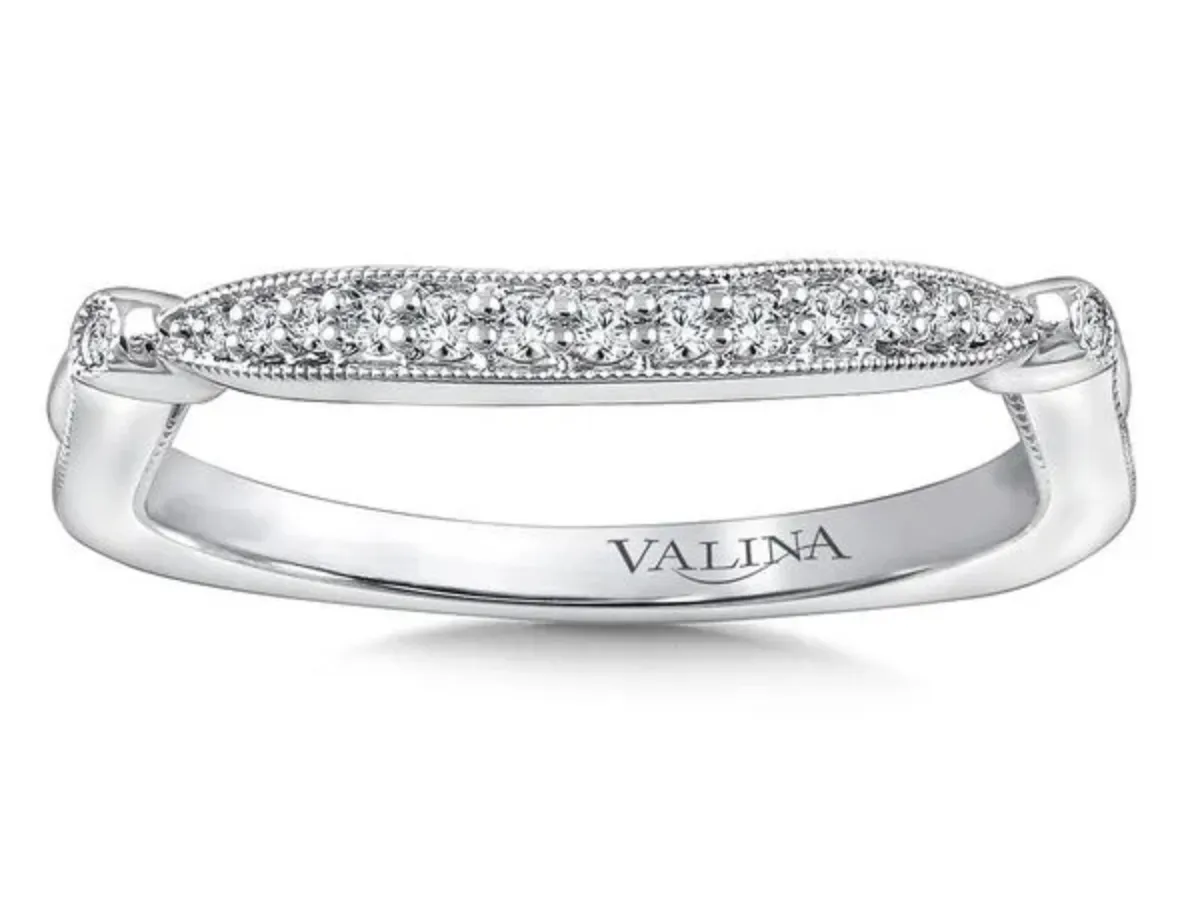 White Gold Diamond Wedding Band with Milgrain Detail