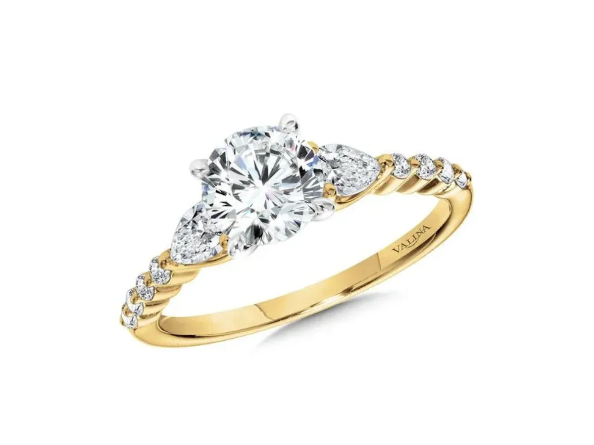 Yellow Gold Three Stone Diamond Engagement Ring