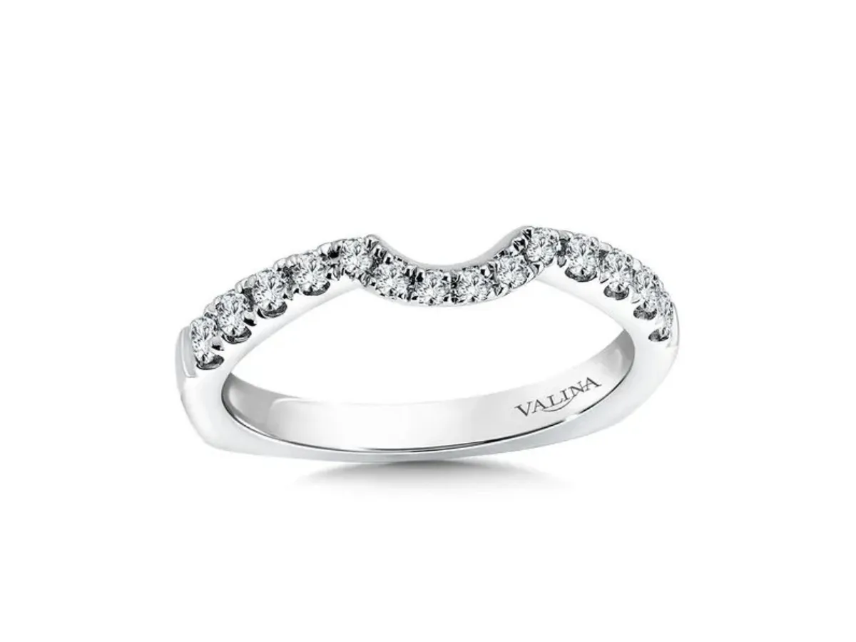 White gold curved diamond wedding band from Valina