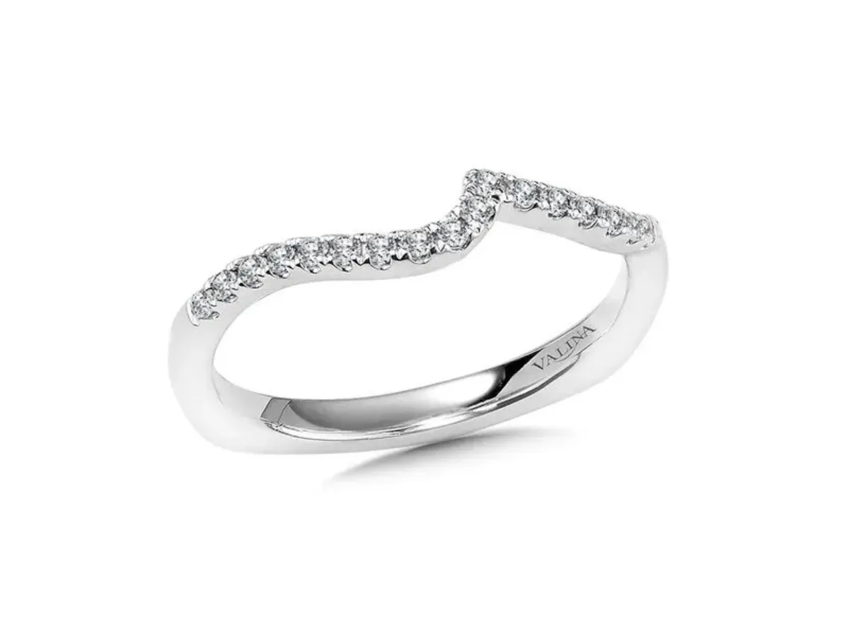 White gold curved diamond wedding ring from Valina